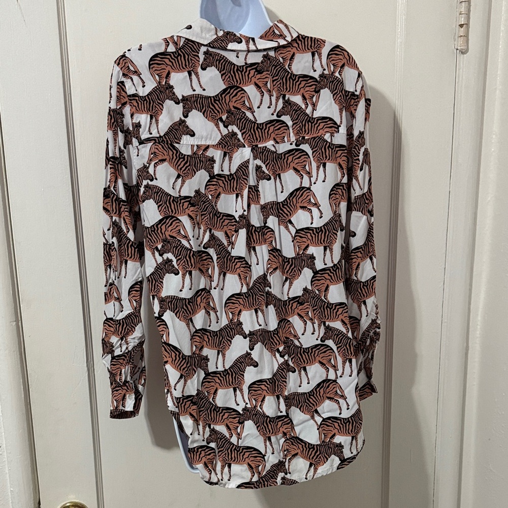 *Last Chance* Jane and Delancey Zebra Print Button Down Shirt - Picture 9 of 15